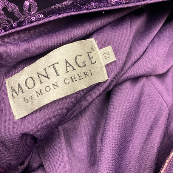 Montage by MON CHERI PURPLE sequins MOB LONG SLEEVE GOWN - Picture 14 of 16